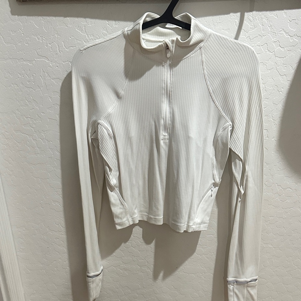 Lululemon Athletica White Ribbed Crop Top